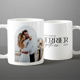 Taza De Café Minimalista Navidad de Boda Más Alegre Juntos