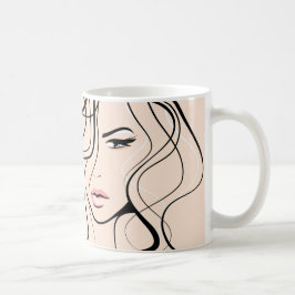 Taza De Café Minimalista Pastel Peach Elegante Maquillaje Femen