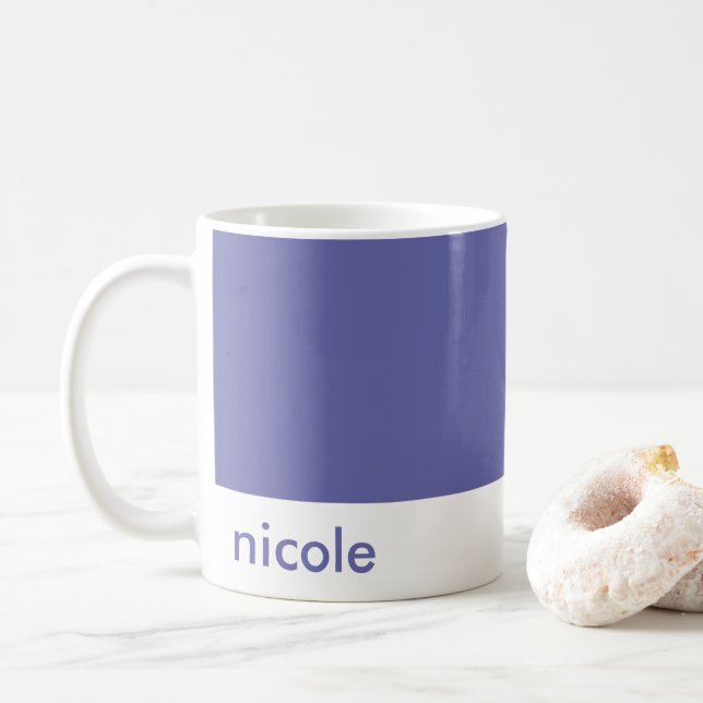 Taza De Café Minimalista Personaliza tu nombre Periwinkle Blue (Con donut)