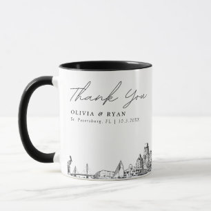 Taza de café minimalista personalizada para boda e