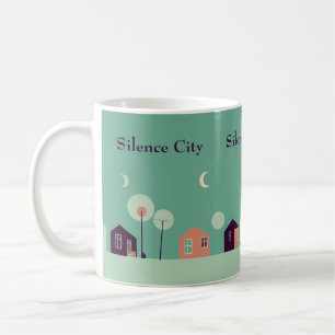 Taza De Café Minimalista Silencio Ciudad Noche Blanda Colorido 