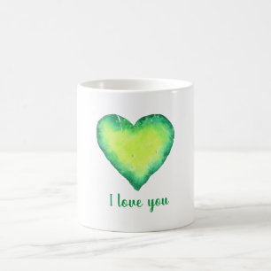 Taza De Café Minimalista te amo el corazón de las acuarelas ver