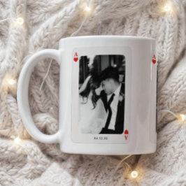 Taza De Café Minimalistic Ace of Hearts Couple 3-Photos Custom