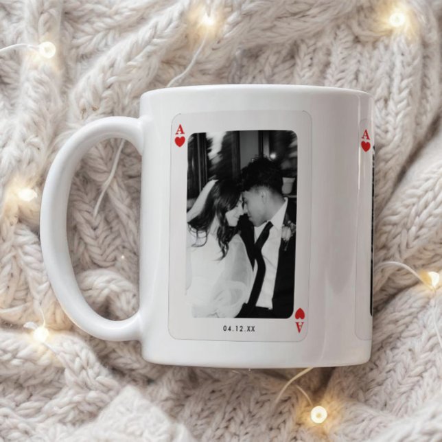 Taza De Café Minimalistic Ace of Hearts Couple 3-Photos Custom (Subido por el creador)