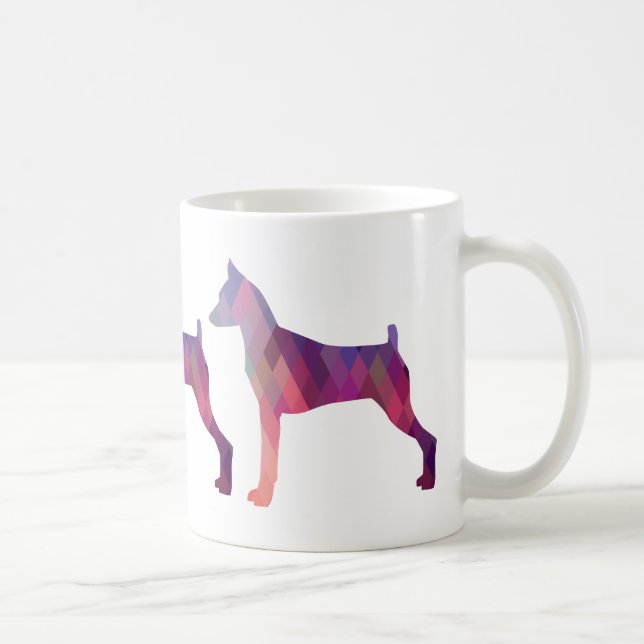 Taza De Café Minimización Pinscher Silueta de patrón geométrico (Derecha)