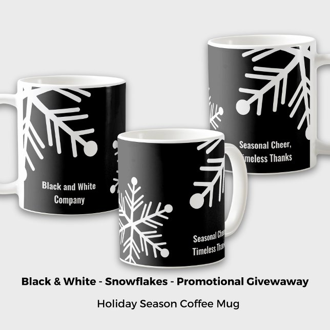 Taza De Café Mínimo copo negrita negro y blanco negrita de niev (Minimal Black & White Bold Snowflake Coffee Mug)