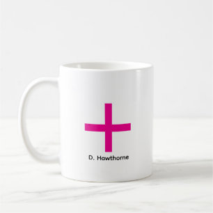 Taza De Café Mínimo Magenta Signo Más Nombre Personalizado Café
