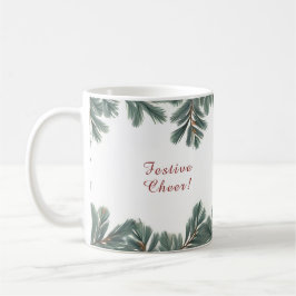 Taza De Café Mínimo Navidades festivos feriados Cheer Pine Boug