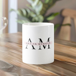 Taza De Café Mínimo Pastel Rosa Inicial y Personalizado
