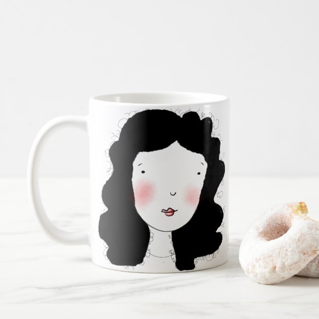 Taza De Café Mínimo retrato de diseño (Con donut)