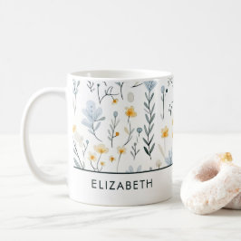 Taza De Café Mínimo y suave colorido Jardín de flores silvestre