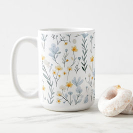 Taza De Café Mínimo y suave colorido Jardín de flores silvestre