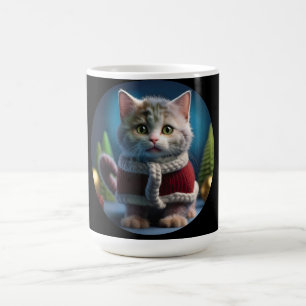 Taza De Café Minskin Kitten En Un Equipo De Navidades