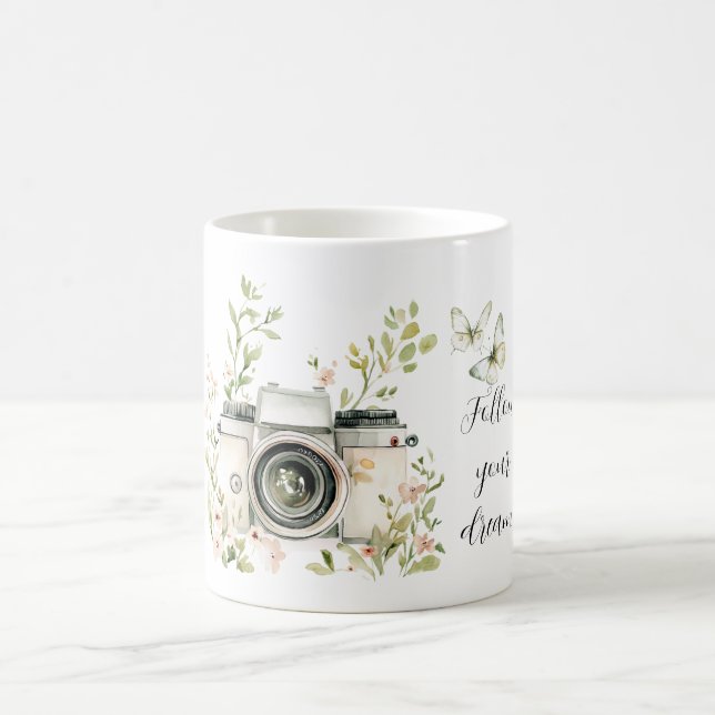 Taza De Café Mint Cream Butterflies Dreams Camera (Centro)