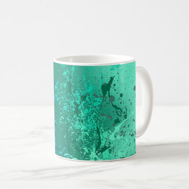 Taza De Café Mint Flurry Abstract Spatter Art (Anverso derecho)