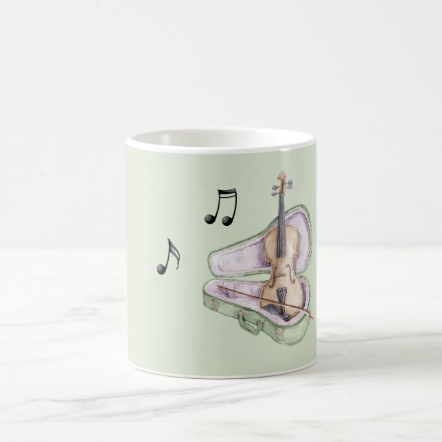 Taza De Café Mint Green Lavender Violin (Centro)