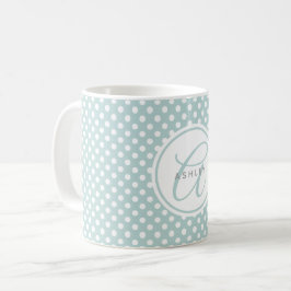 Taza De Café Mint Polka Dots Nombre Personalizado Café Mug