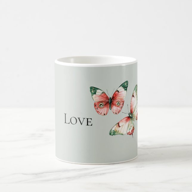 Taza De Café Mint Red Strawberry Butterflies (Centro)