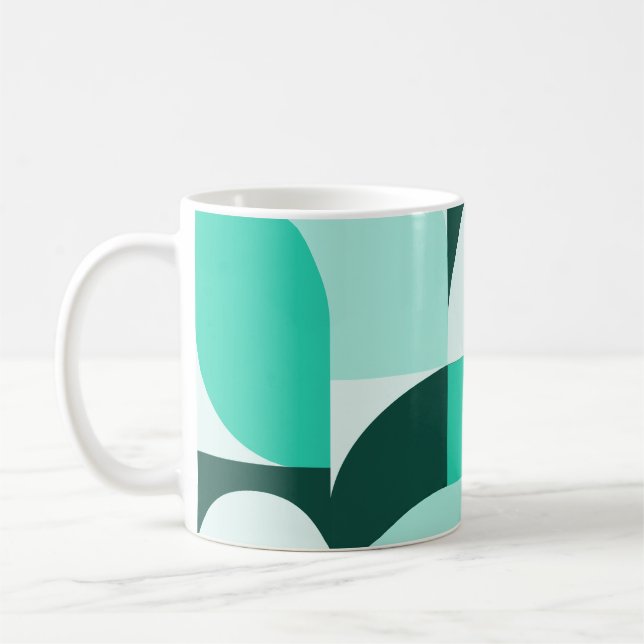 Taza De Café Mint Teal Geometric Composition (Izquierda)