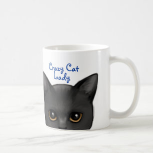 Taza De Café Mirando a escondidas el gato negro w/Golden
