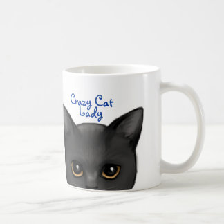 Taza De Café Mirando a escondidas el gato negro w/Golden