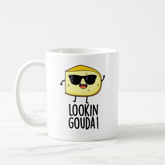 Taza De Café Mirando a Gouda Funny Cheese Pun (Izquierda)