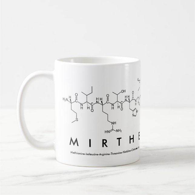Taza De Café Mirthe peptide name mug (Izquierda)