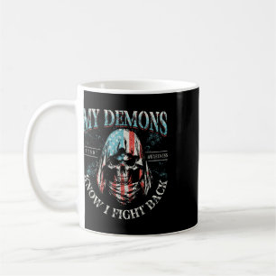 Taza De Café Mis demonios saben que lucho Ck Cráneo Conciencia