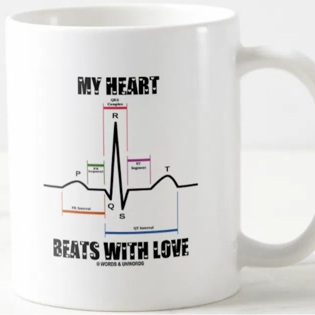 Taza De Café Mis golpes de corazón con el amor (Loving cardiology attitude is found on this mug featuring a normal sinus rhythm on electrocardiogram)