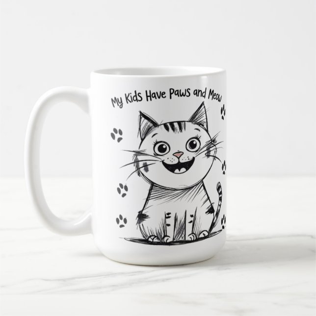 Taza De Café Mis hijos tienen patas y maulinas - Gracioso diseñ (Izquierda)