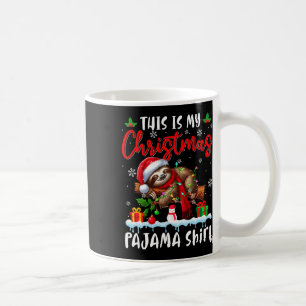 Taza De Café Mis Navidades Pajama Santa Sloth Animals Noche Luz