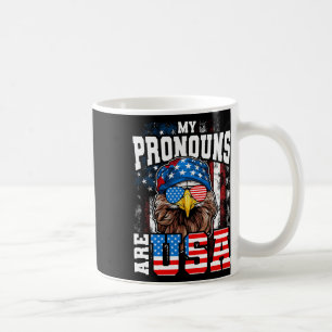 Taza De Café Mis pronombres son águila patriótica de Usa divert