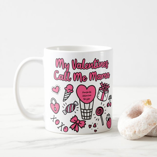Taza De Café Mis San Valentín me llaman mamá (Con donut)