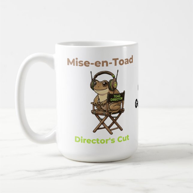 Taza De Café Mise-en-Toad Director’s Cut Cinema Pun Toad Art (Izquierda)