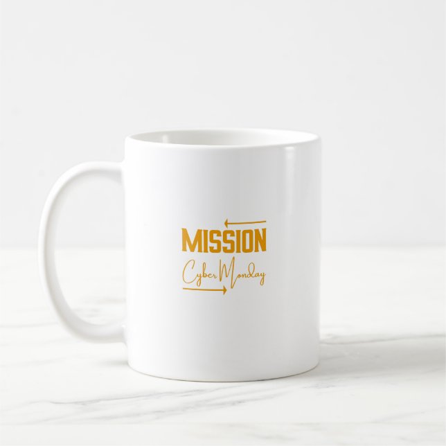 Taza De Café Mision Cyber Monday divertido diseño de Mug (Izquierda)