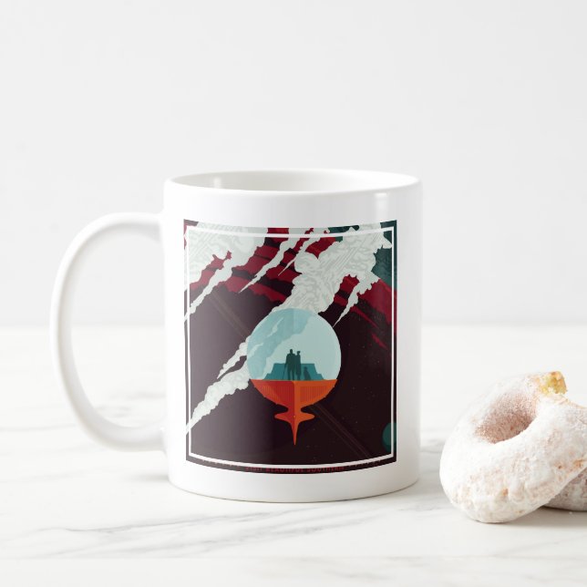 Taza De Café Misión Retro Space Poster-Cassini A Saturno (Con donut)