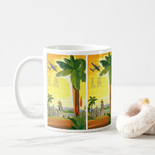 Taza De Café Misión vintage de Los Ángeles, California con palm