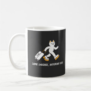 Taza De Café Mismo equipaje diferente ciudad Gato viajero diver