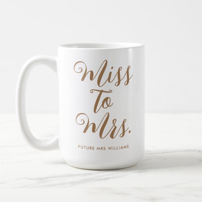 Taza De Café Miss a la Sra. Modern Bridal Shower (Izquierda)