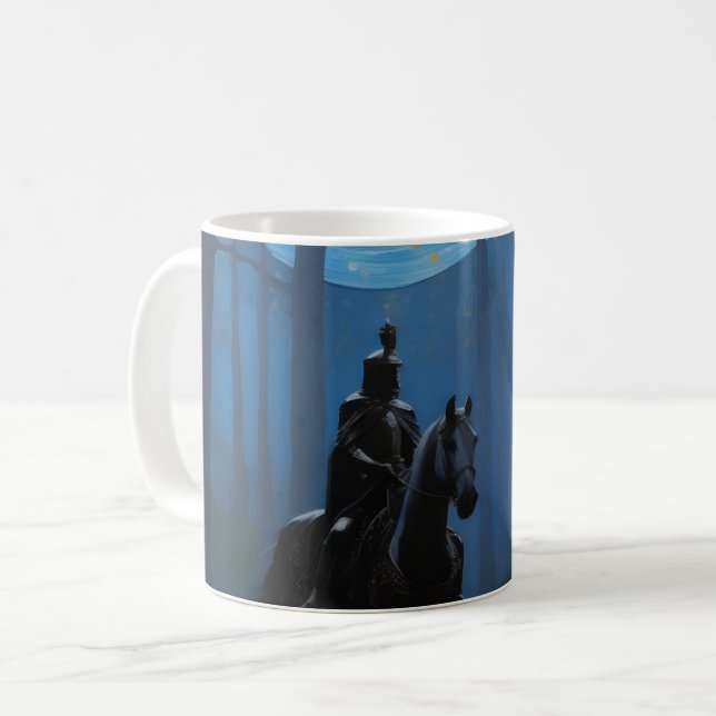 Taza De Café Misterioso caballero negro en la selva lunar (Anverso izquierdo)