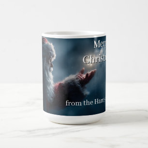Taza De Café Misterioso Santa Claus soplando un copo de nieve b