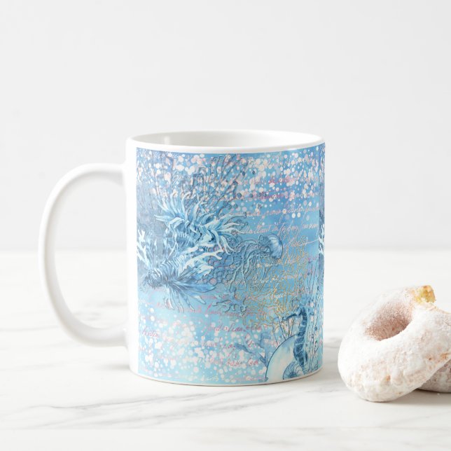 Taza De Café Mistical ocean dream marahorita medusa azul verde  (Con donut)