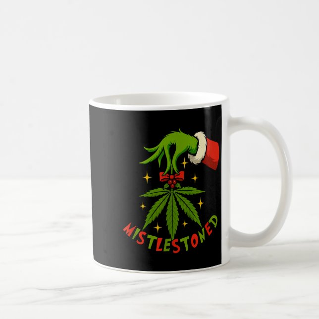 Taza De Café Mistlestoned Weed Leaf Funny Stoner Christmas  (Derecha)