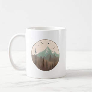 Taza De Café Misty Mountain Peaks - Paisaje Forestal Serene