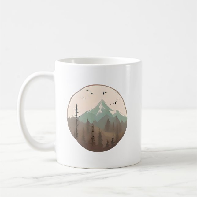 Taza De Café Misty Mountain Peaks - Paisaje Forestal Serene (Izquierda)