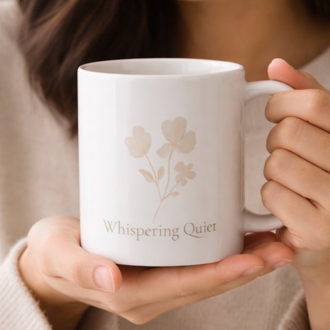 Taza De Café Misty Taupe Florals Classic Mug, 11 oz (Misty taupe florals and soft lettering bring calm detail to everyday coffee moments)