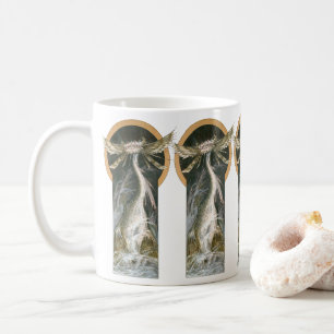 Taza De Café Mitología Vintage, un dragón alado en el océano