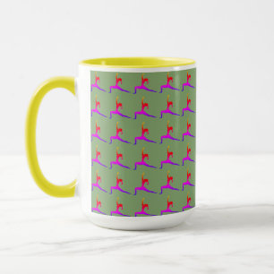 Taza de café mixto de yoga divertida amarillo