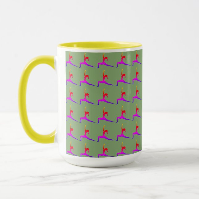 Taza de café mixto de yoga divertida amarillo (Izquierda)