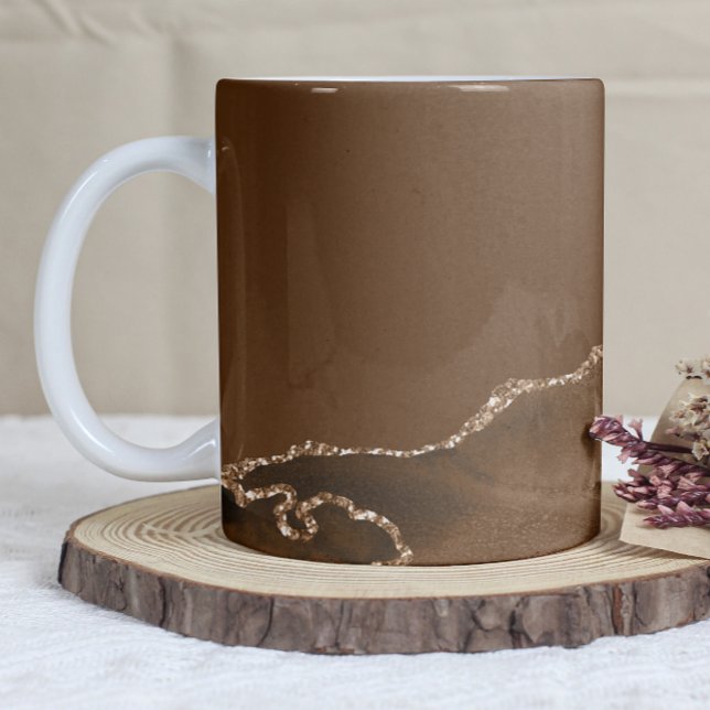 Taza De Café Mocha Brown Agate Gold Glitter (Subido por el creador)
